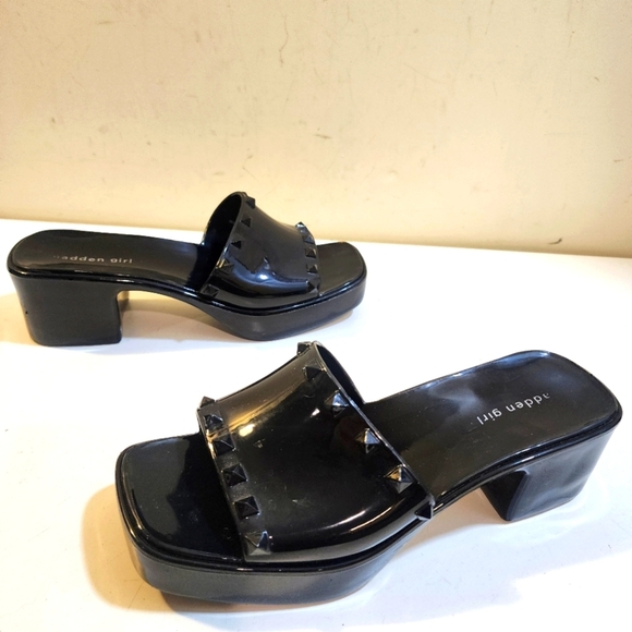 Madden Girl Paccer Slides Black Studded Chunky platform size 8 - Picture 1 of 13
